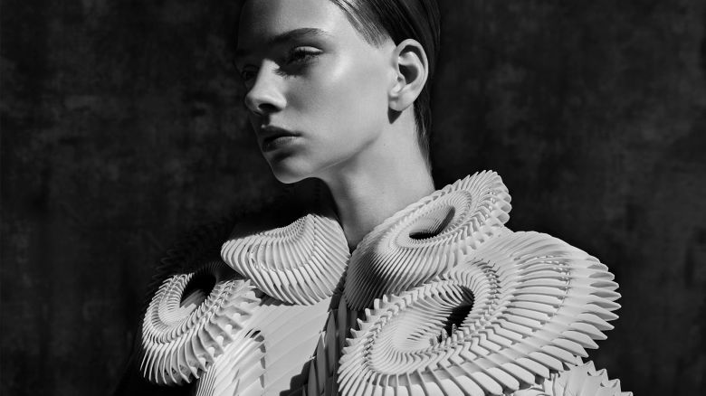Iris van Herpen uses unconventional materials to make pieces inspired by fossils, astronomy, skeletons and the natural world.