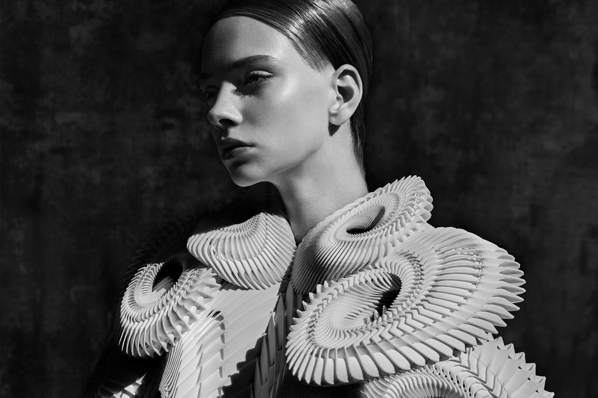 Iris van Herpen uses unconventional materials to make pieces inspired by fossils, astronomy, skeletons and the natural world.