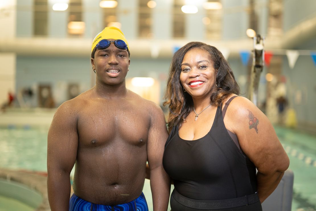 Connie Johnson (right) and her son, Joseph, attend practice at the YMCA’s O’Fallon Park Rec Complex on March 18.