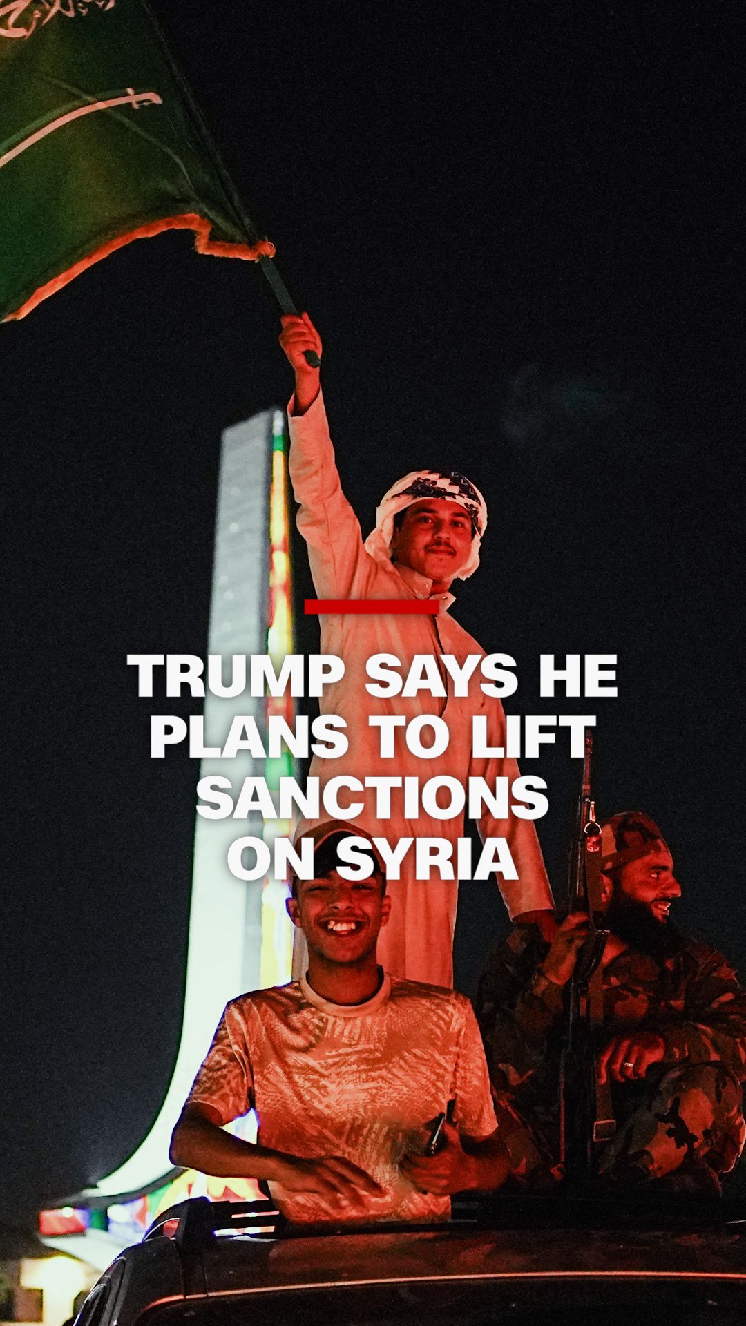 President Donald Trump announced he plans to lift sanctions on Syria during a speech in Saudi Arabia citing the fall of the Assad regime as grounds for the release of pressure on the country. Syrians spared little time before celebrating.