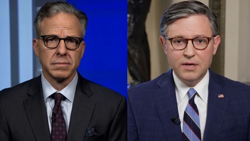 Tapper asks Speaker Johnson about AOC criticizing him on shutdown