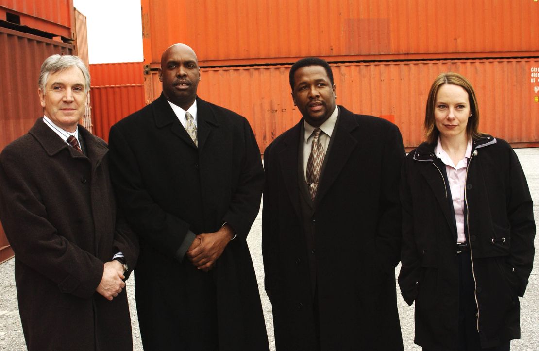 Robert F. Colesberry, Darryl Massey, Wendell Pierce and Amy Ryan in "The Wire."
