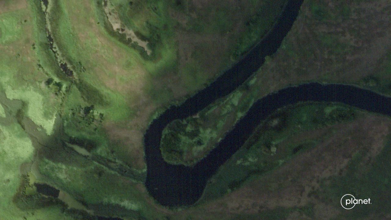 This satellite image shows the Seim River near Glushkovo, Russia on August 14, 2024.