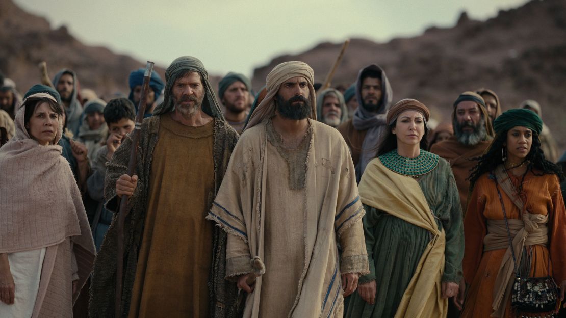 Avi Azulay (center) as Moses in Netflix's "Testament: The Story of Moses," which mixes interviews and drama.