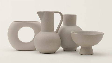 Textured ceramic pitcher vase