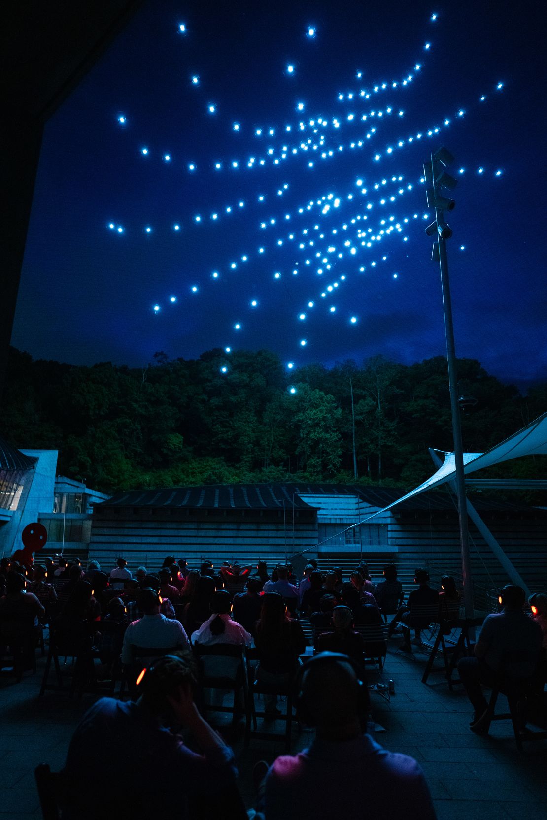 Drones in formation during the nightly performance.