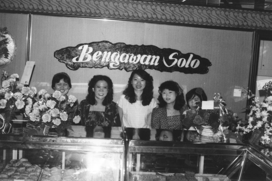 Anastasia Liew, second from left, at the opening of Bengawan Solo’s second store in Singapore in 1982.