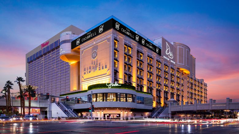 Exterior shot of The Cromwell in Las Vegas, NV taken on the evening of November 15, 2022