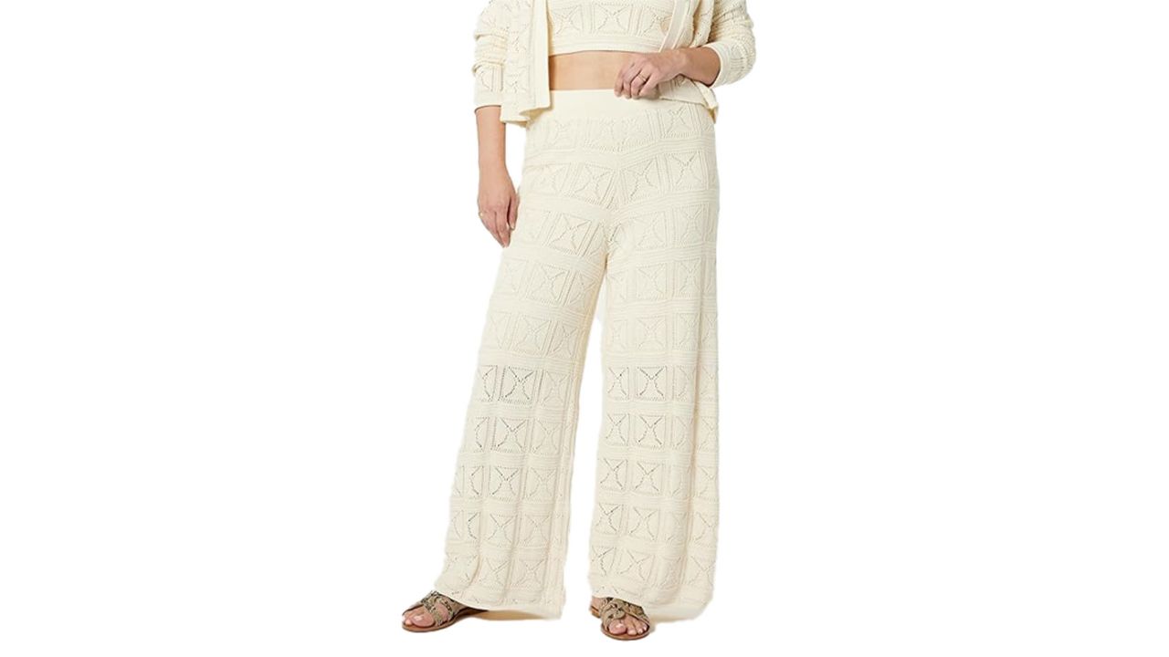 The Drop Diza Pull-On Flare-Leg Crochet Pant