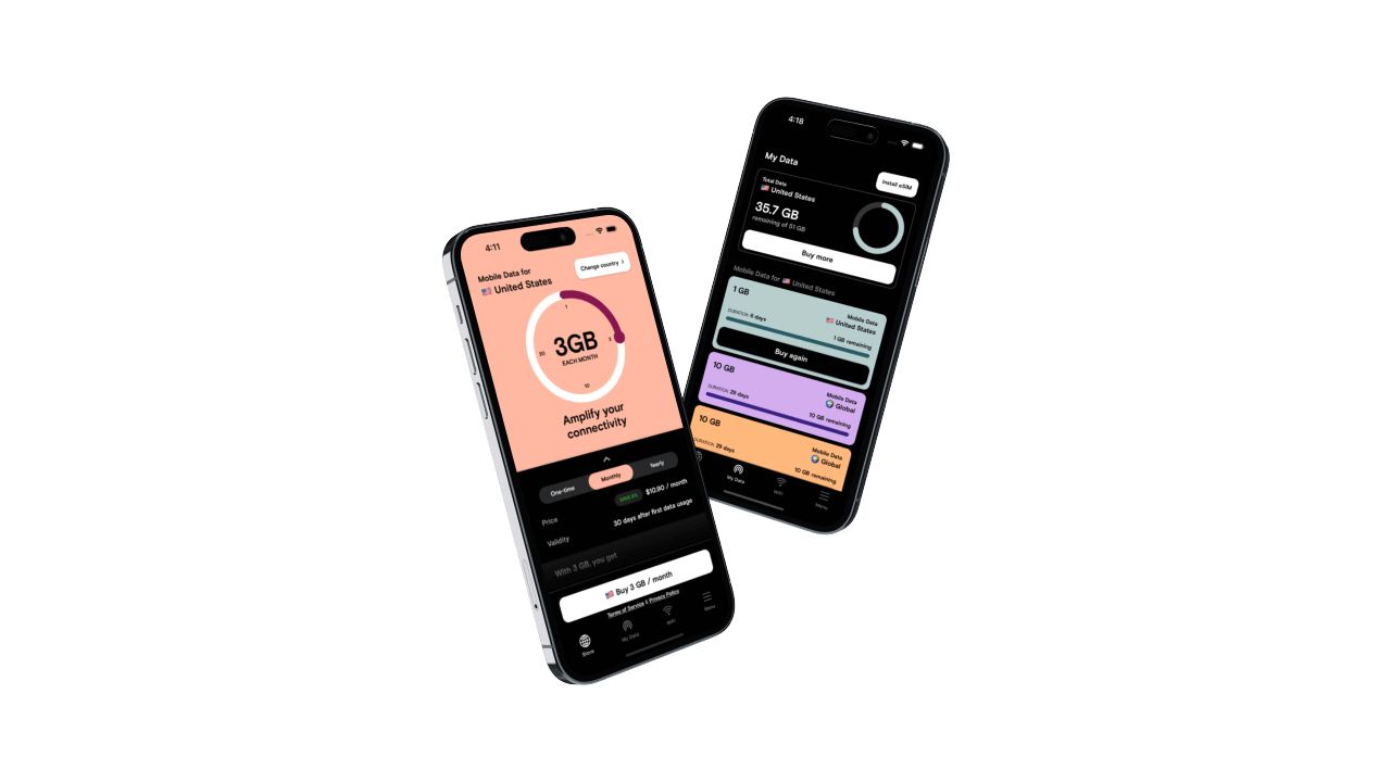 A photo of the Instabridge app open on two iPhones