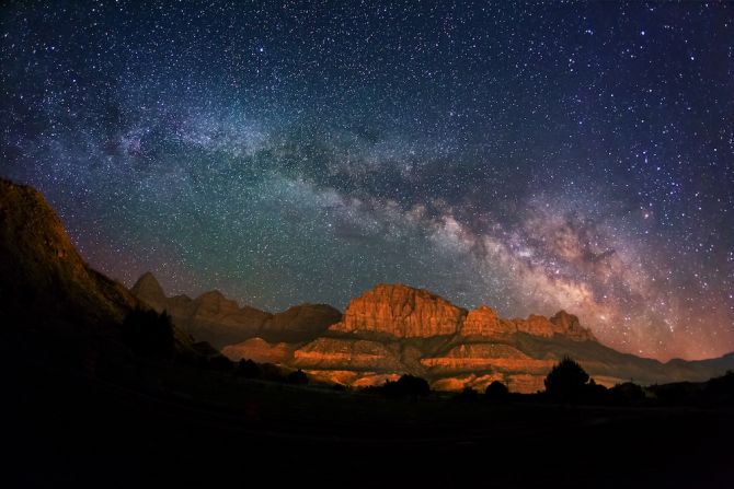 Light pollution, the term for the brightening of the night sky by unnatural lights, is increasing globally. In North America, only 20% of people can see the Milky Way, generally in rural areas, like Zion National Park, Utah, pictured.