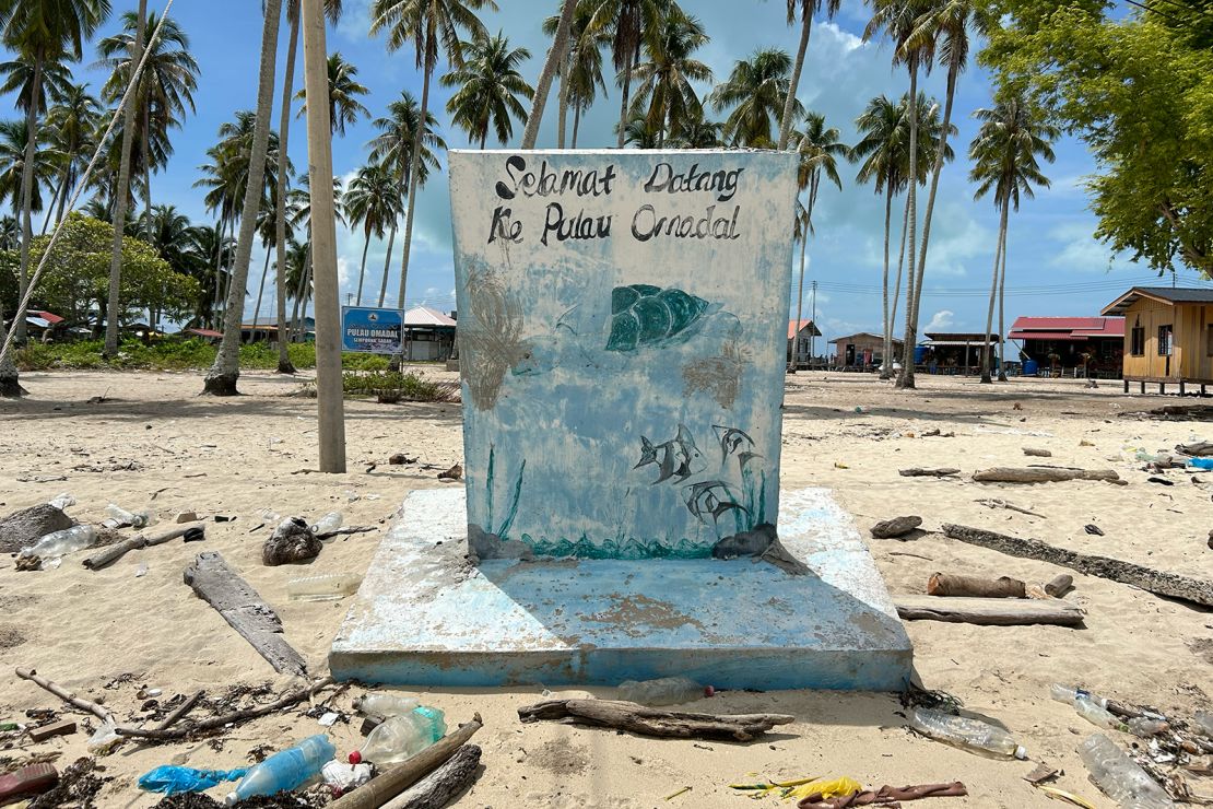 A welcome sign on Omadal Island, Malaysia.