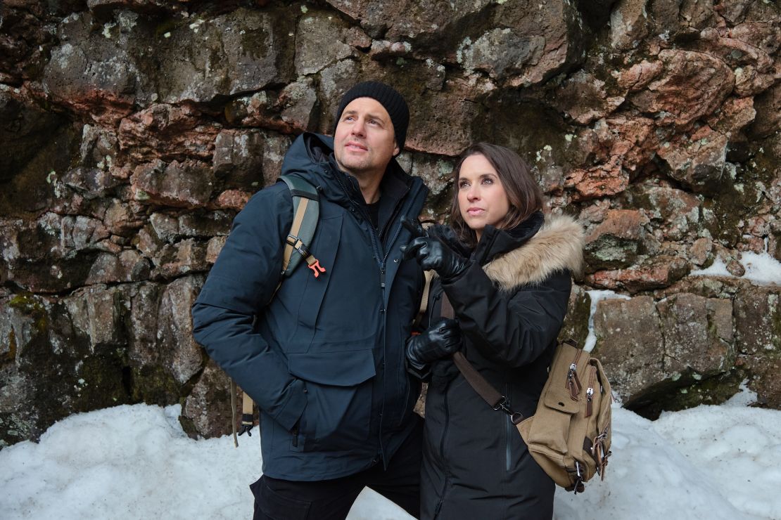 Kristoffer Polaha, left, and Lacey Chabert in “The Christmas Quest.”