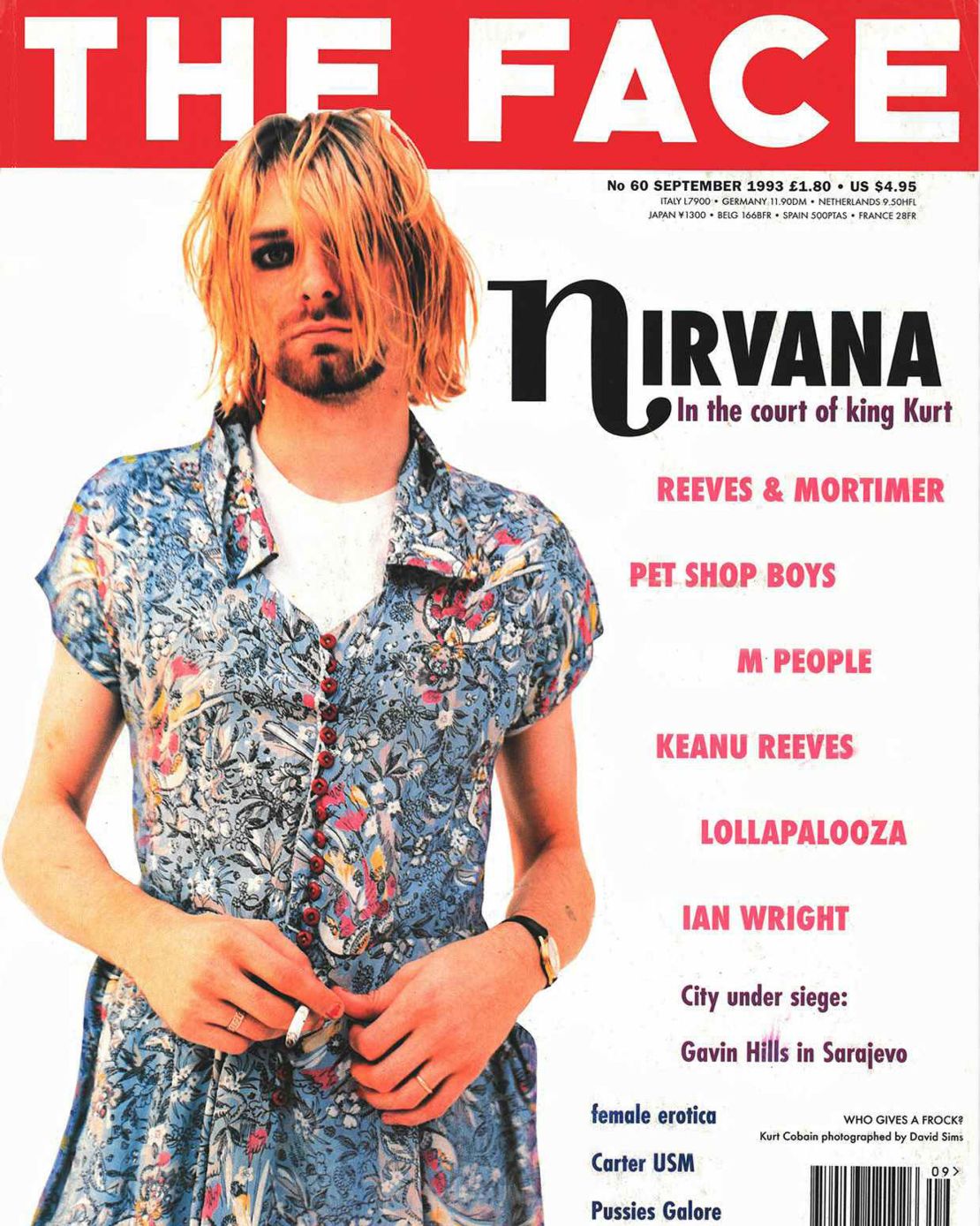 Cobain on the cover of the The Face in September 1993.