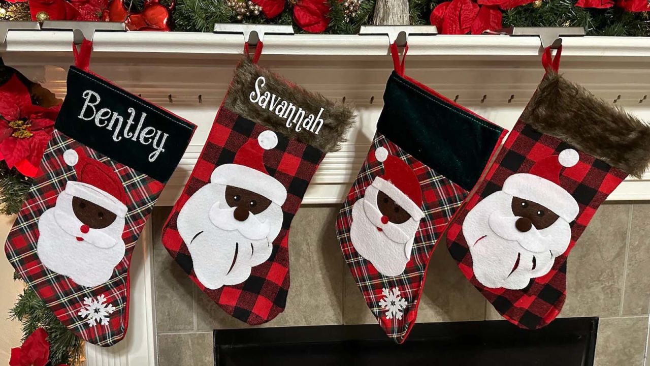 Personalized Knitted Stockings, Embroidered Christmas Stocking
