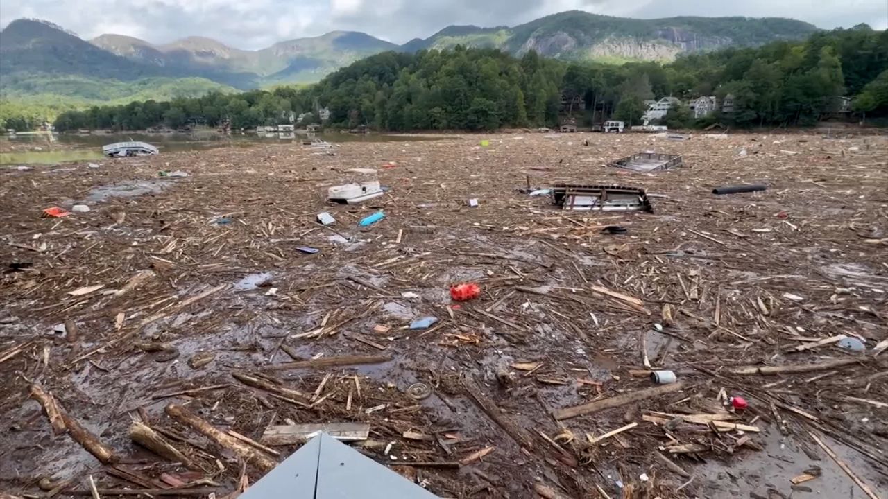 ‘Postapocalyptic’ Debris from destroyed town fills lake in North