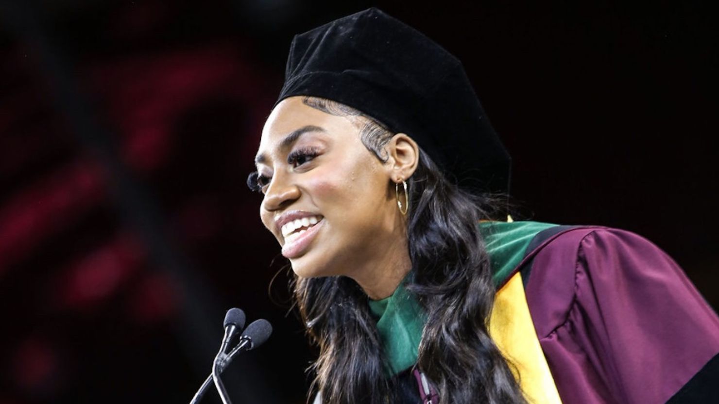 Dr. Dorothy Jean Tillman speaks at the Arizona State University College of Health Solutions convocation on May 8, 2024. Dr. Dorothy Jean Tillman speaks at the Arizona State University College of Health Solutions convocation on May 8, 2024.