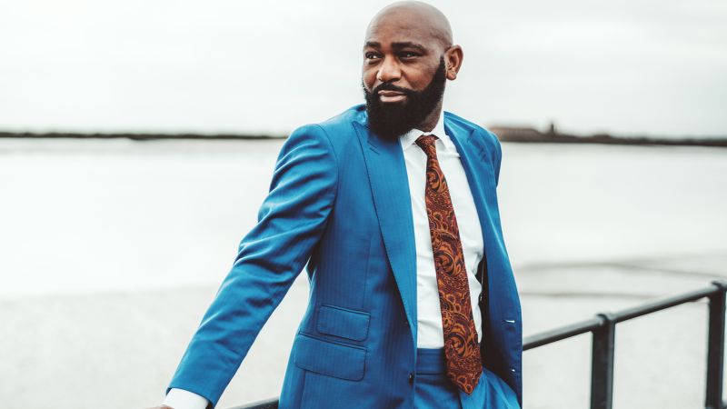 New Luxury Mens 2 Tone Blue Orange Striped Woven Tie Necktie Knitted Skinny 