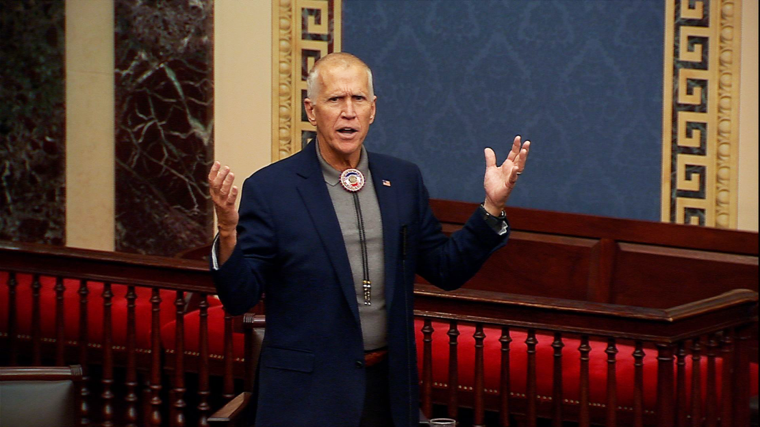 Sen. Thom Tillis of North Carolina speaks from the Senate floor.