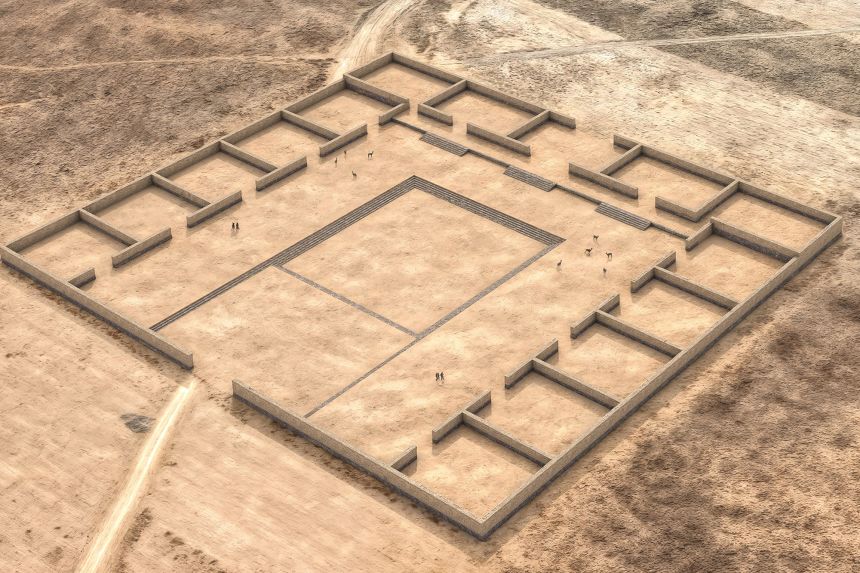 The temple's Paraspata is approximately 125 meters long and 145 meters wide (410 x 475 feet) with 15 modular enclosures surrounding the central square.