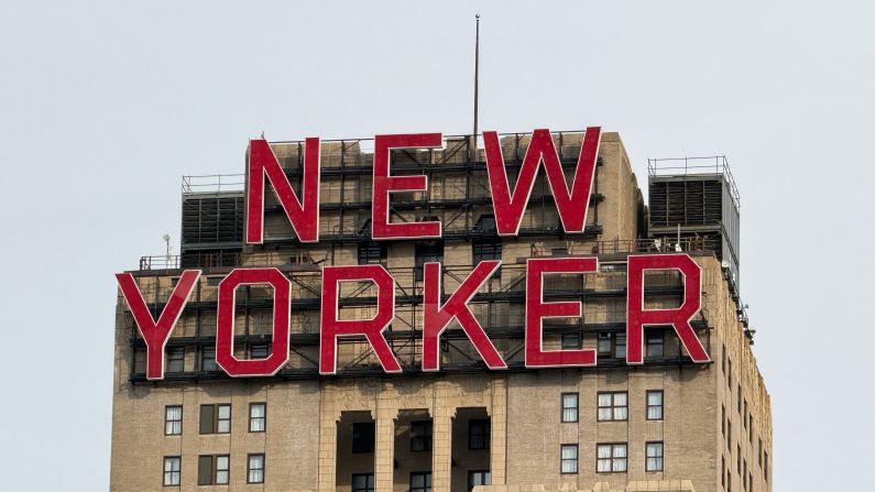 Another photo of The New Yorker Hotel signage, but zoomed in further