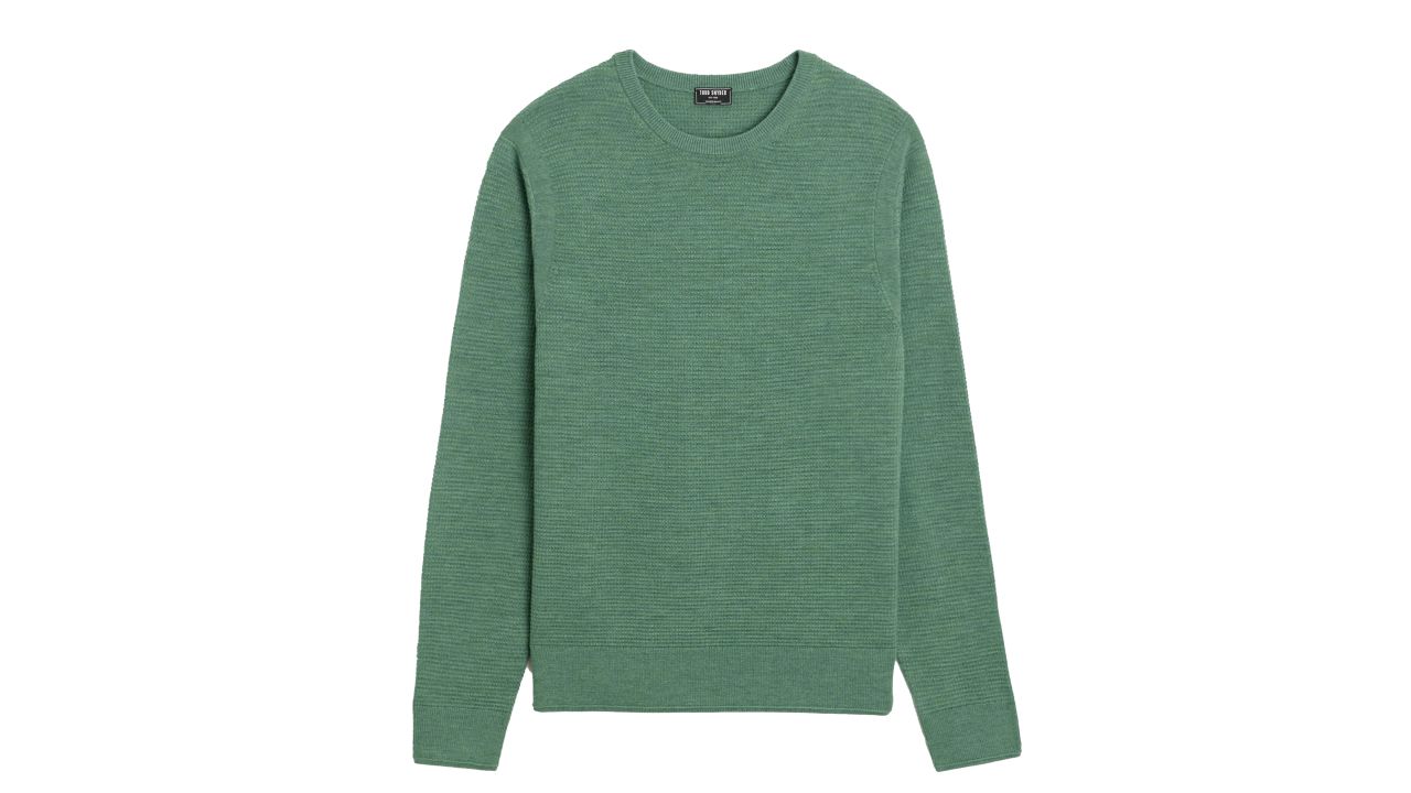Todd Snyder Merino Waffle Crew in soft sage