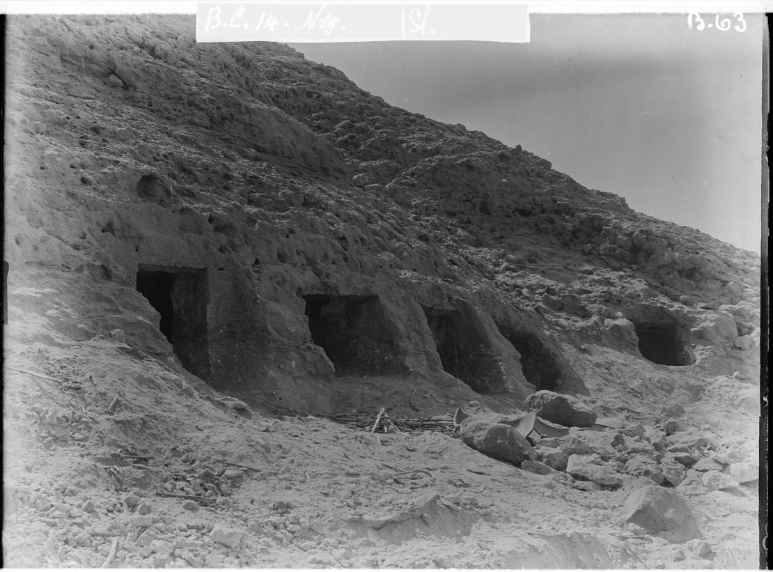 The clay pot was found inside a tomb cut into the rock at Nuwayrat, south of Cairo.