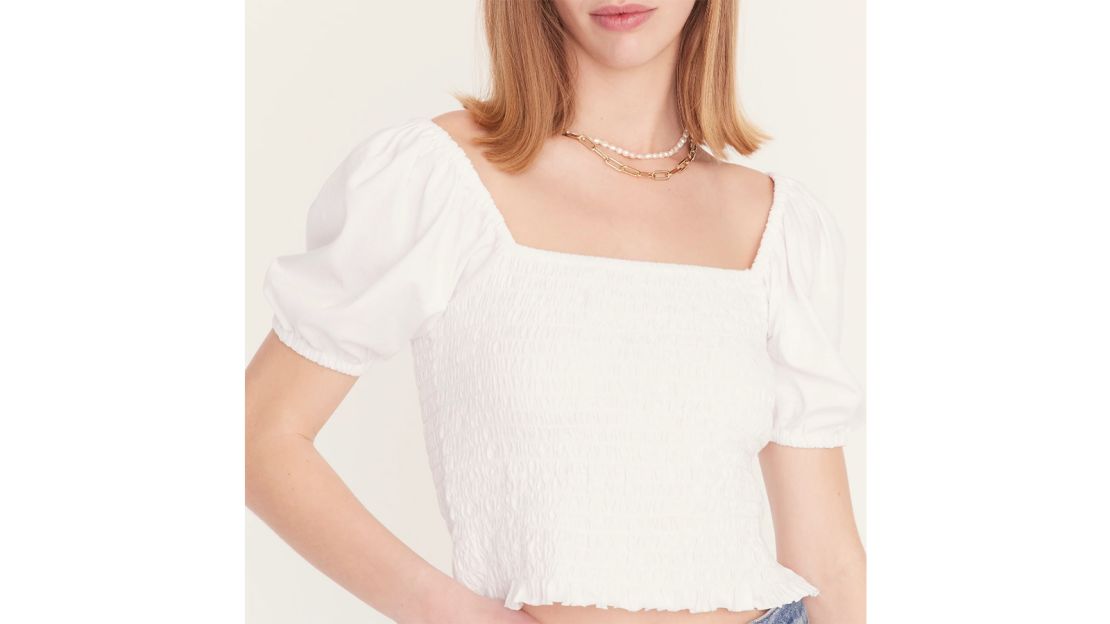 J.Crew Smocked Broken-In Jersey Cropped Top