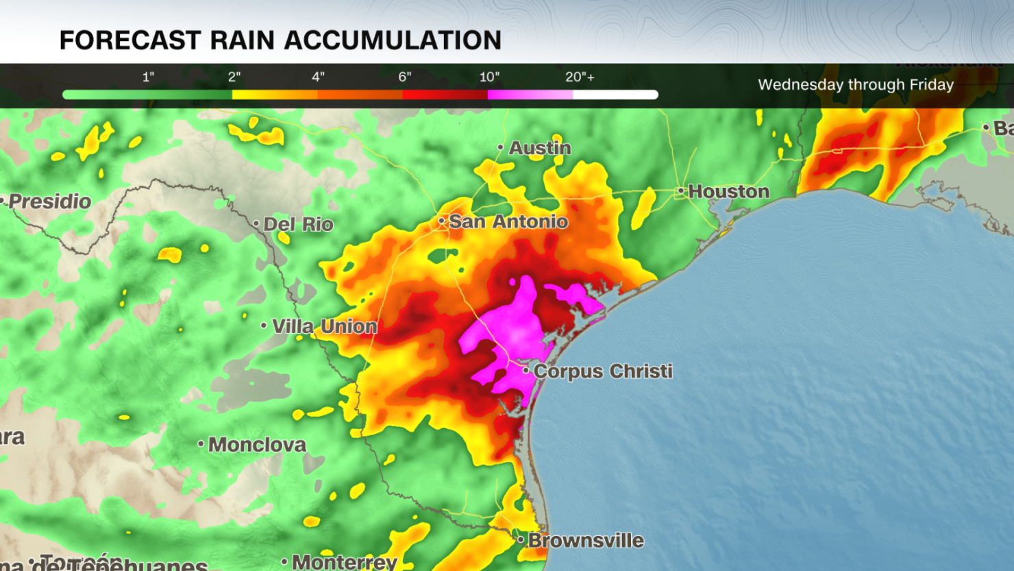 Las fuertes lluvias con totales de dos dígitos aumentarán los riesgos de inundaciones en Texas.