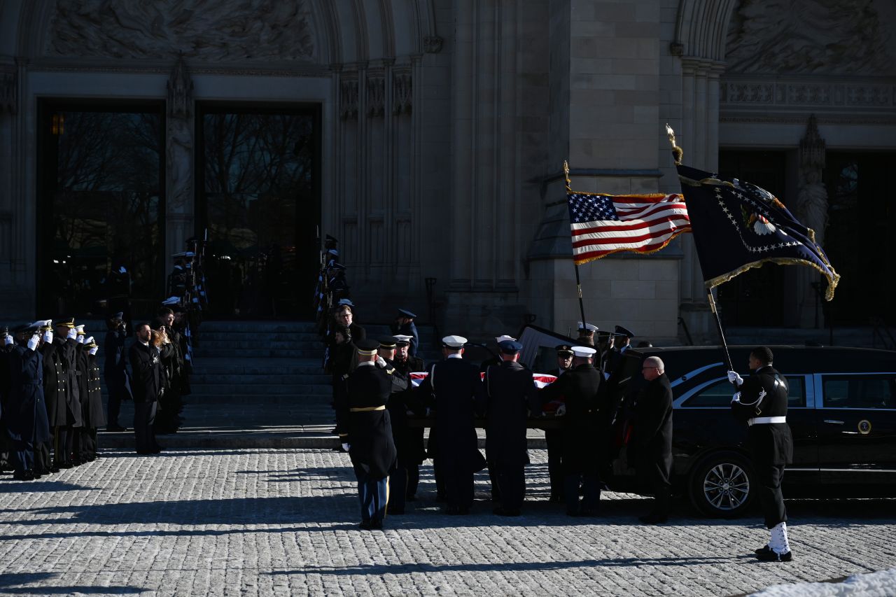 Carter's casket arrives at the cathedral.