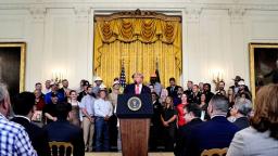 El presidente Donald Trump habla en la Sala Este de la Casa Blanca en Washington, DC, el jueves 26 de junio.