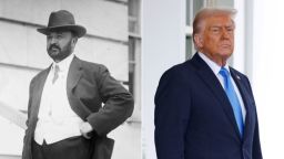 El exrepresentante William E. Humphrey y el presidente Donald Trump.