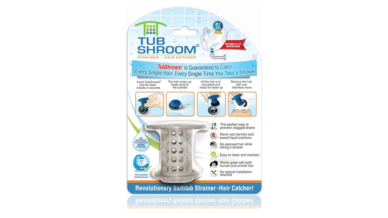 TubShroom (Gray) The Hair Catcher That Prevents Clogged Tub Drains