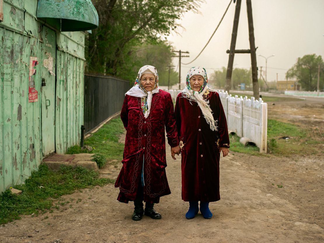 Villagers in Kazakhstan's Karaganda region, to the east of the Russian-owned Baikonur Cosmodrome.