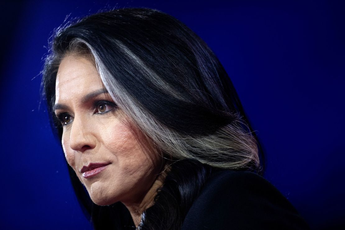 Former Congressman Tulsi Gabbard speaks during a general session of the Conservative Political Action Conference in National Harbor, Maryland, on February 22, 2024.