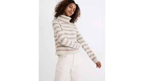 (Re) Cashmere Crop-based turtleneck sweater with stripe print