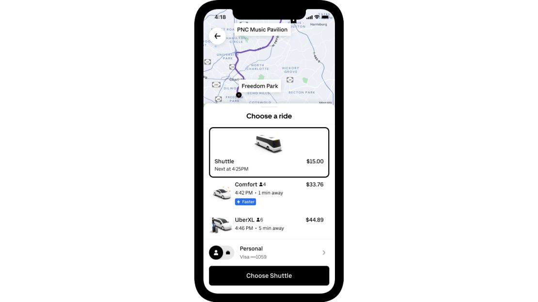 Uber Shuttle will let riders book up to five seats in a shuttle to the airport or a concert or sporting event, for less than the cost of a regular Uber ride.
