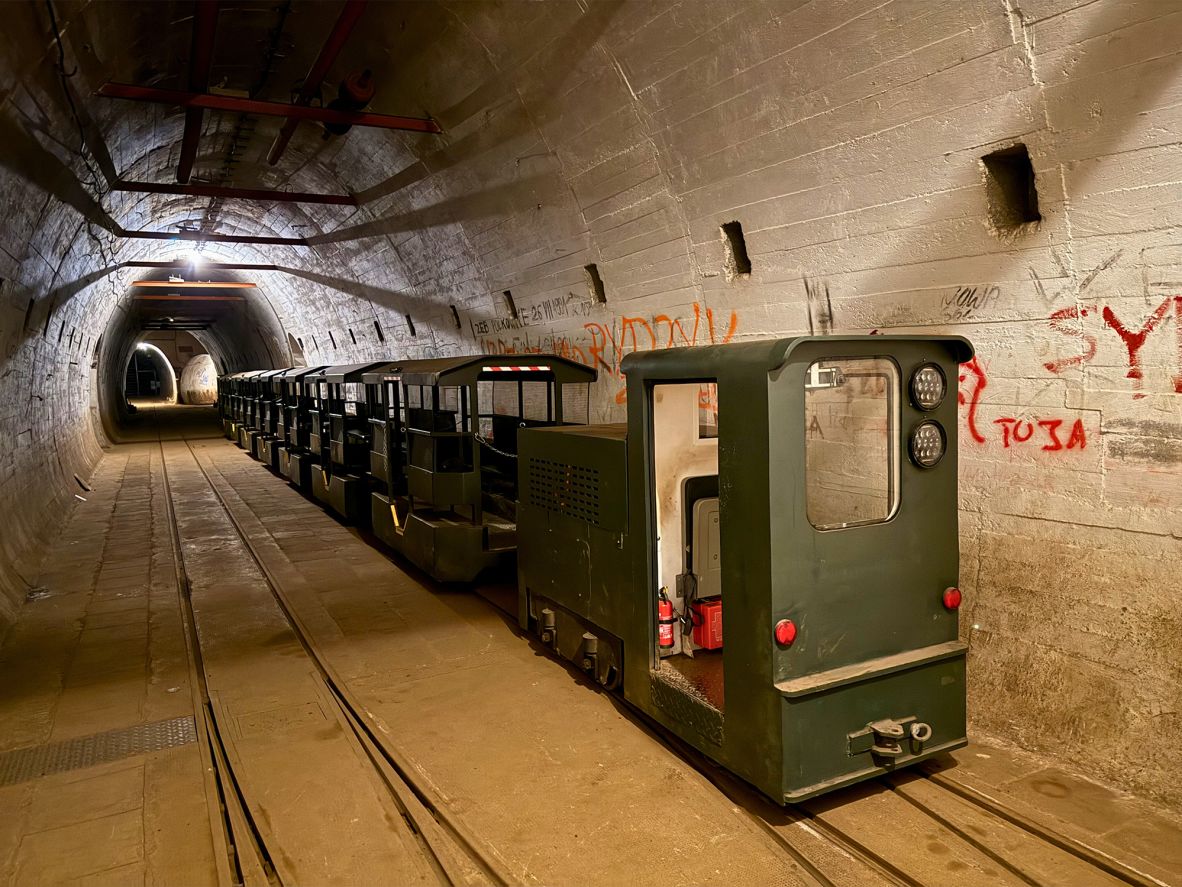 <strong>All aboard:</strong> It's testament to scale of the Ostwall complex that there's an electric railway, as well as tunnels big enough to accommodate large trucks. Today's visitors can ride the underground rails.