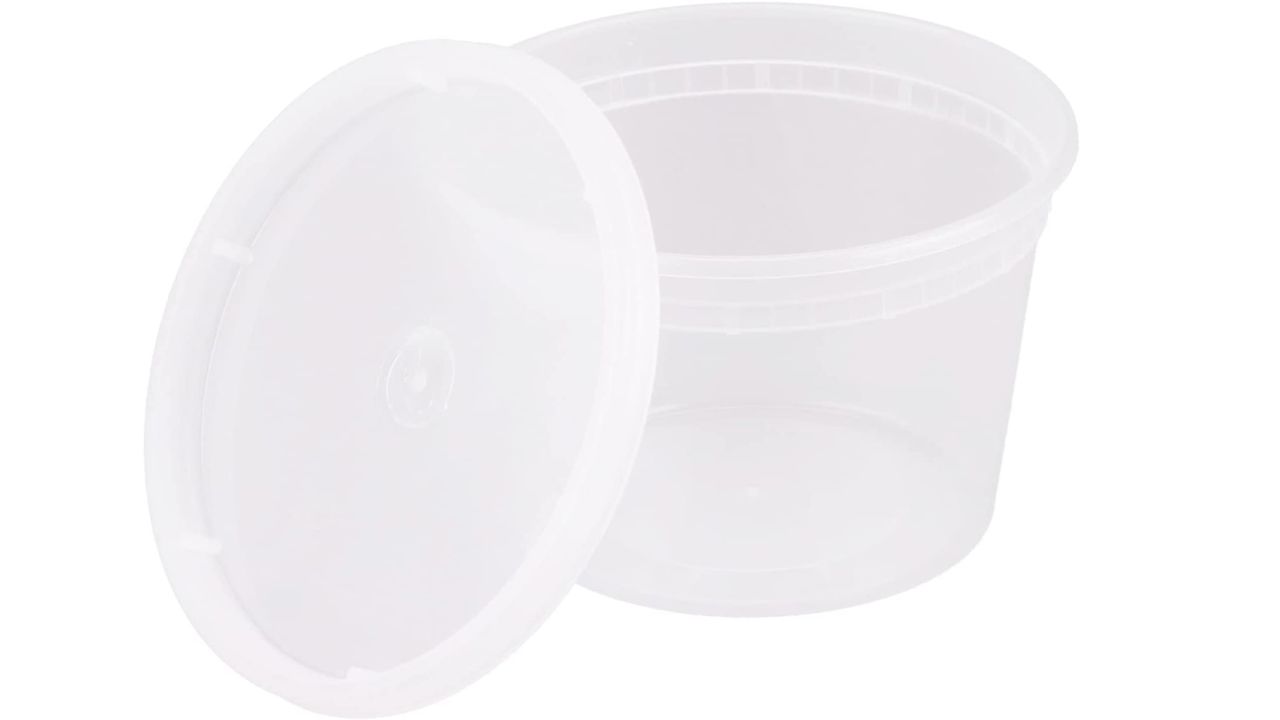 BULK Lightweight Clear Plastic Round Deli Container with Lids 16oz