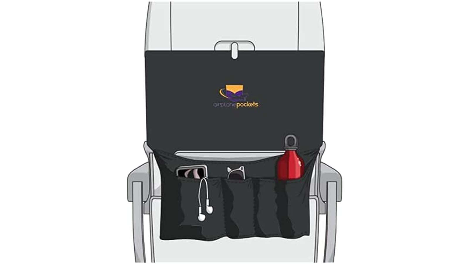Airplane Pockets Tray Table Cover with Four Expandable Pockets