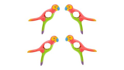 O2COOL Parrot Beach Towel Clips, 4 Pack