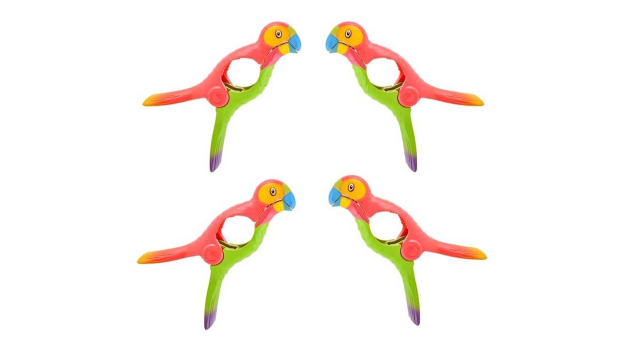 O2Cool Parrot Beach Towel Clips, 4-Pack