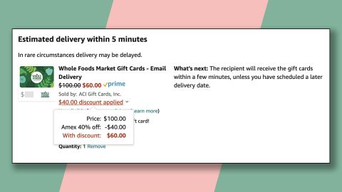 Save on your grocery bill by purchasing Whole Foods Gift Cards at Amazon with this promotion.