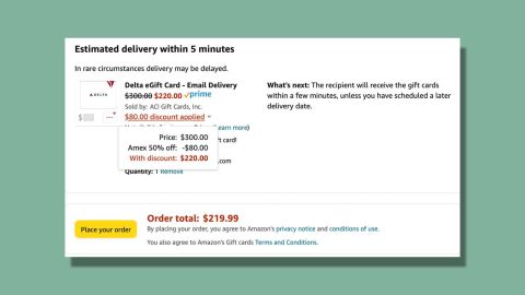 Économisez de l'argent sur vos voyages en achetant une carte-cadeau Delta d'Amazon avec cette promotion.