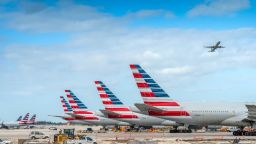 underscored american airlines planes at miami