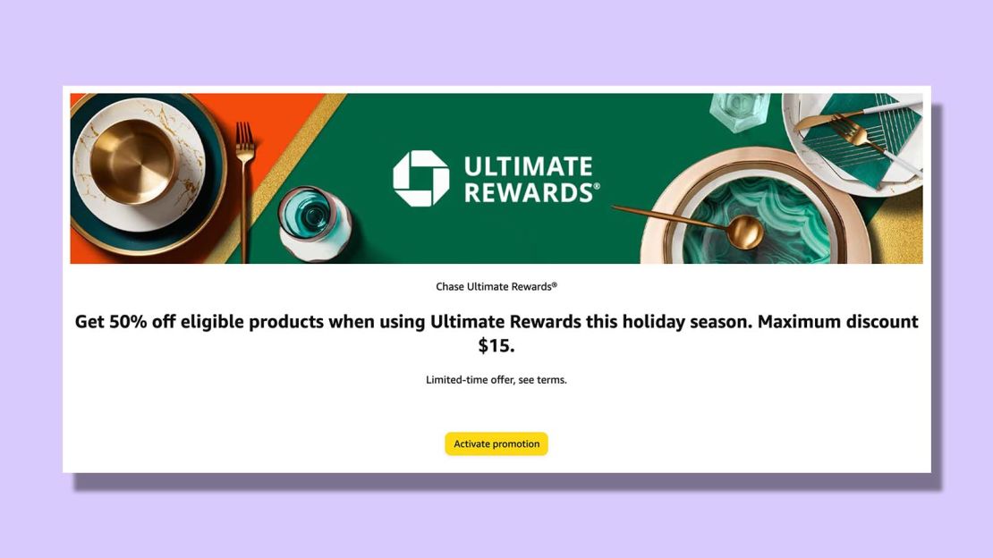 Redeem Chase Ultimate Rewards Points for up to 50% Off on Select