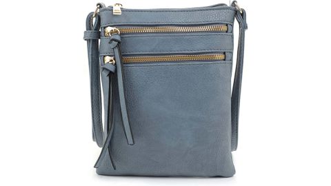 Deluxity Essential Multi-Pocket Double Zipper Crossbody Purse