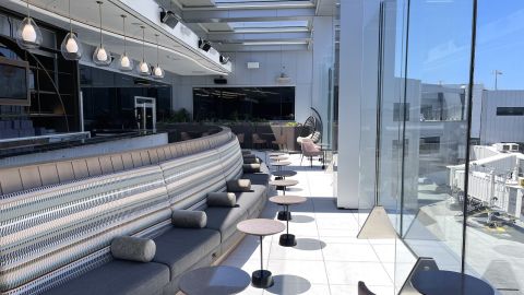 The outdoor patio at Delta's LAX Sky Club.