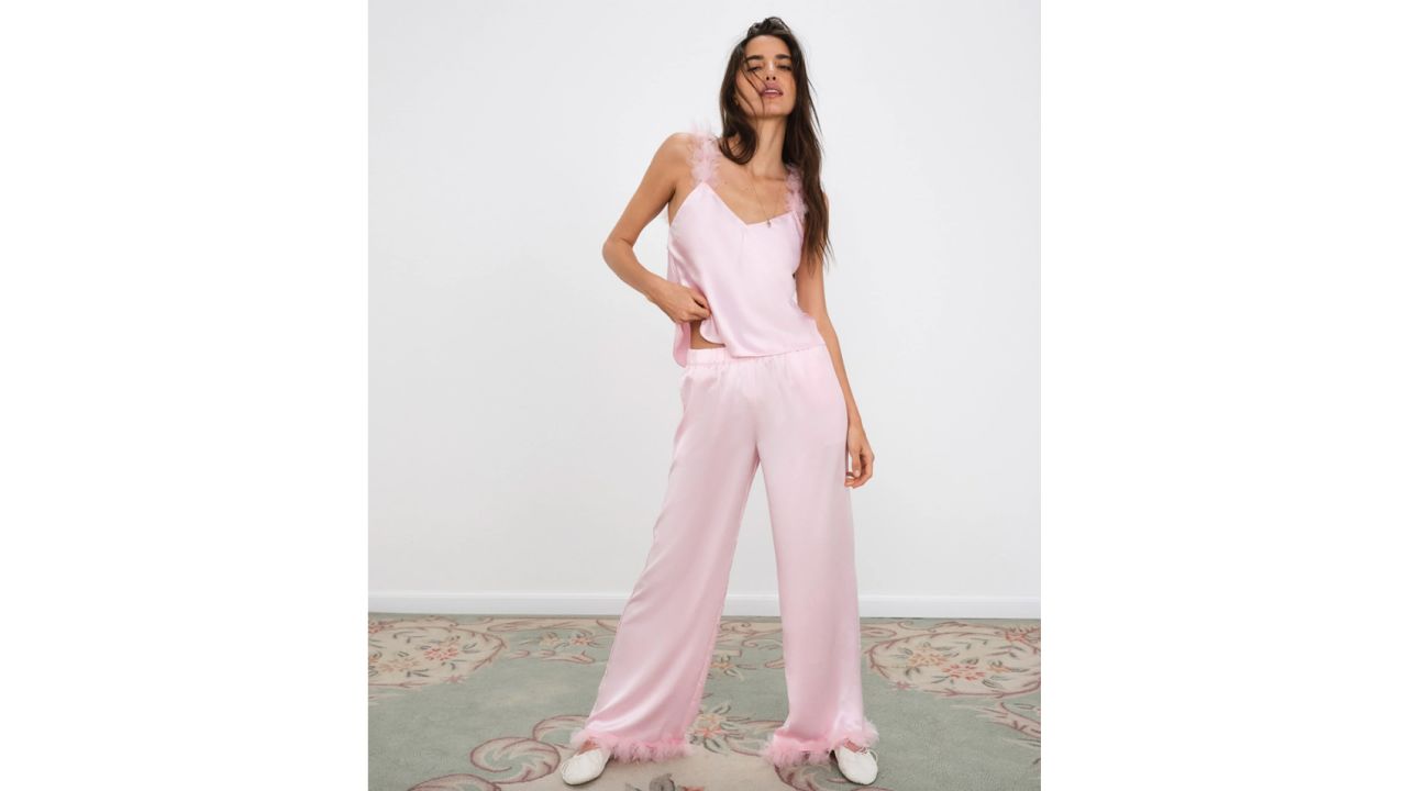 Amara satin cami short pyjama set, Neon Pink