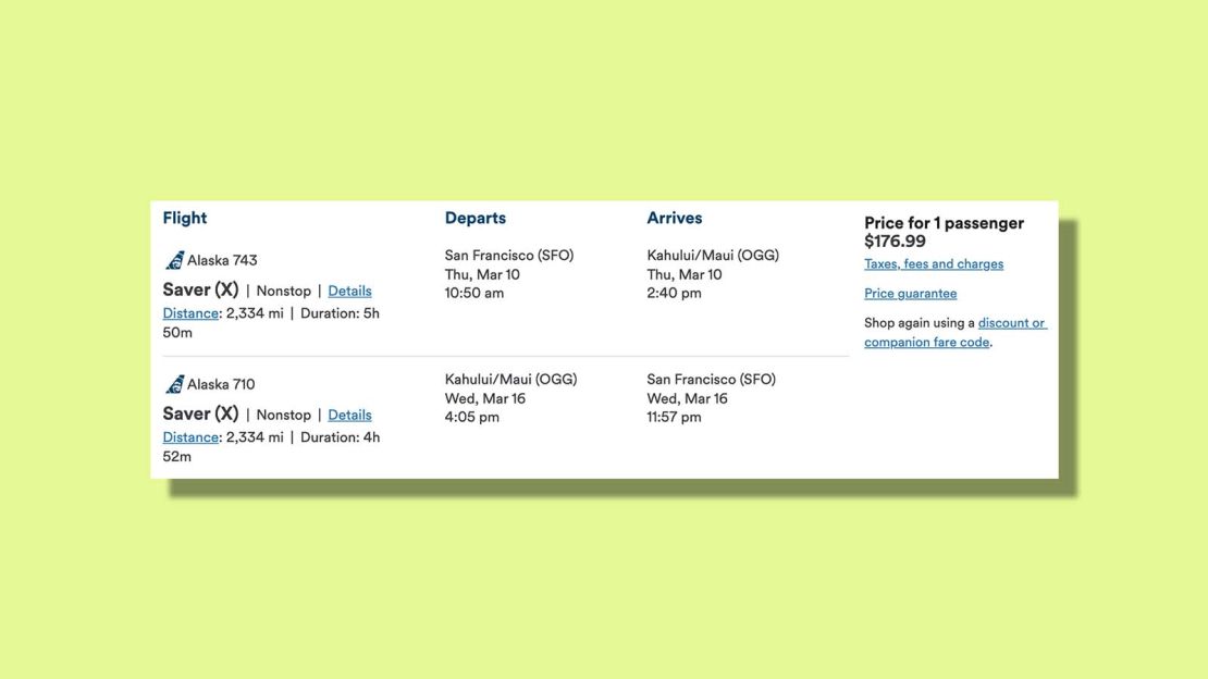 San Francisco to Kahului for $176.99 round trip